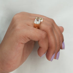 Pear And Radiant Cut Moissanite Open Ring