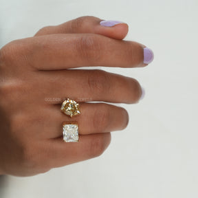 Pear And Radiant Cut Moissanite Open Ring