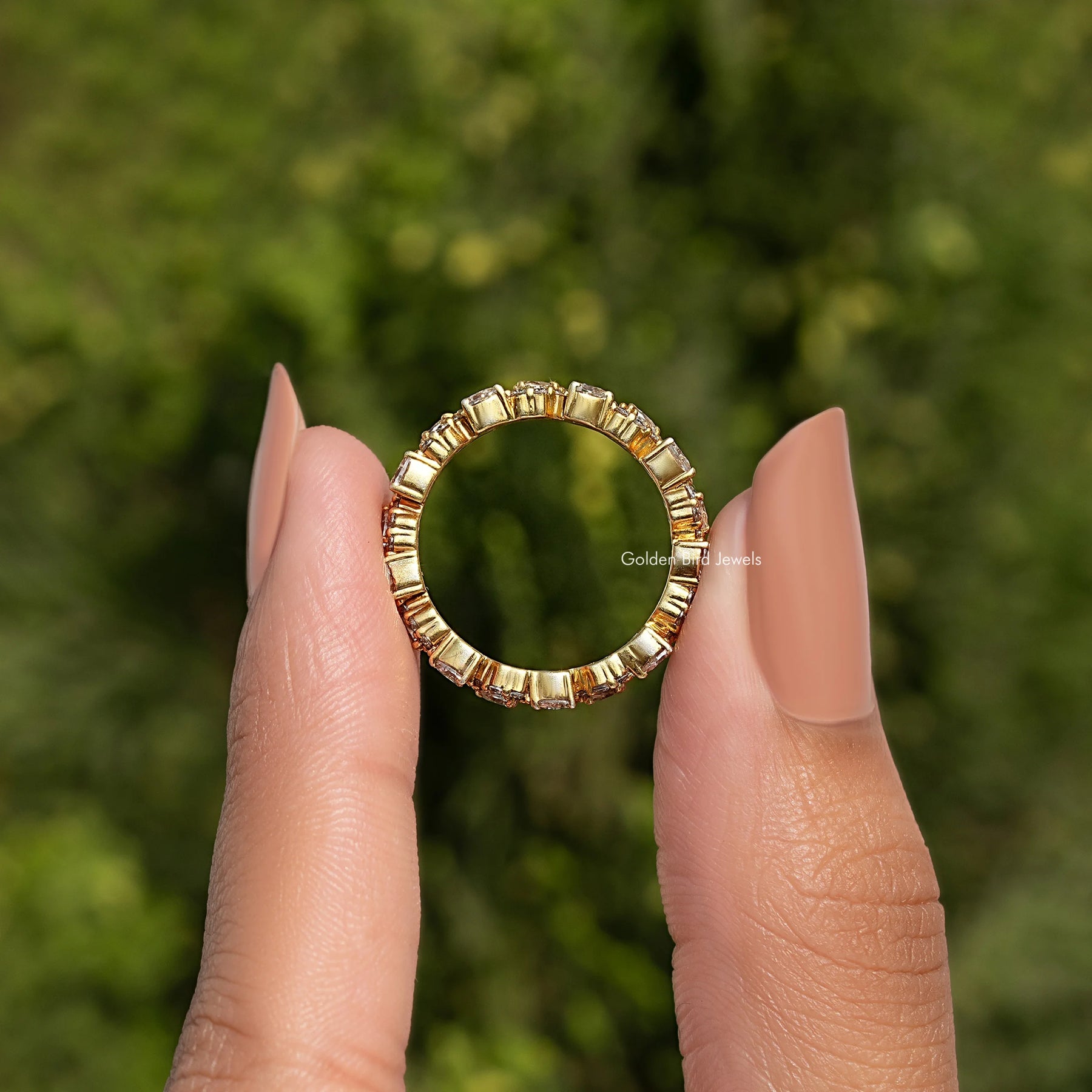 Pear And Round Moissanite Eternity Band