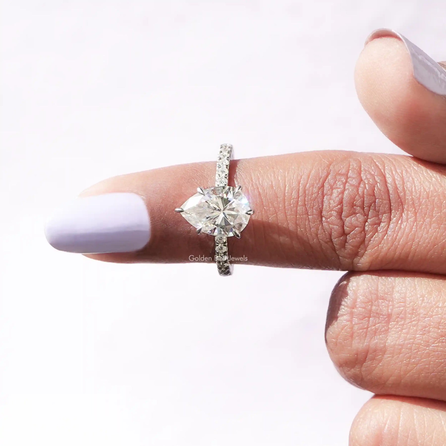 [Pear And Round Cut Moissanite Ring]-[Golden Bird Jewels]