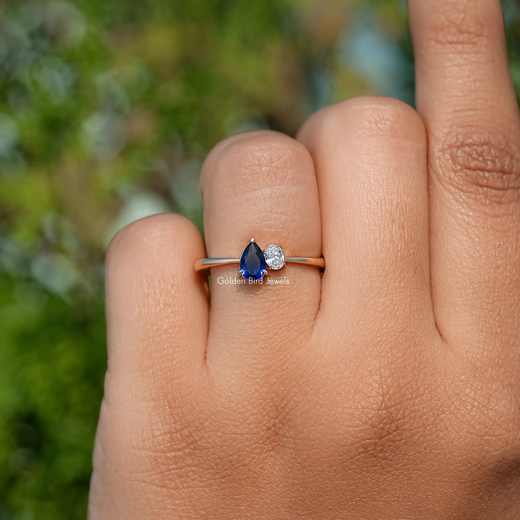 Pear Cut Blue Gemstone Toi Et Moi Ring