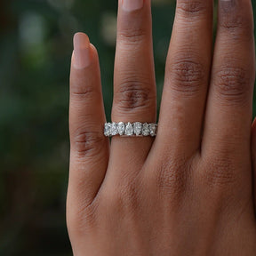 Pear Cut Full Eternity Moissanite Band For Women
