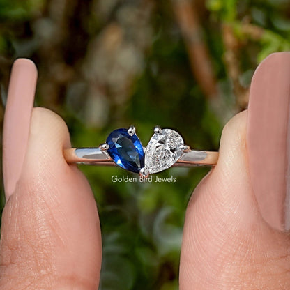 Front View of Pear Cut Gemstone Toi Moi Engagement Ring
