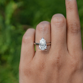 Pear Cut Halo Diamond Bridge Accent Wedding Ring
