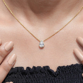 Bezel Set Pear Cut Lab Diamond Solitaire Pendant