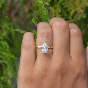 Pear Cut Lab Diamond Solitaire Ring