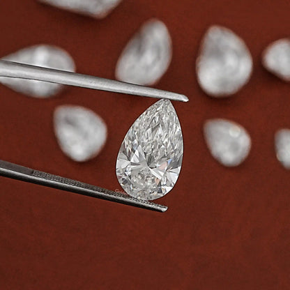 Front View Of Pear Cut Lab Loose Diamond In White