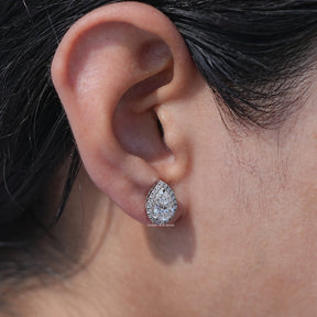 Lab Diamond Pear Cut Halo Earrings