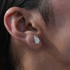 [White Gold Pear Shaped Studs]-[Golden Bird Jewels]