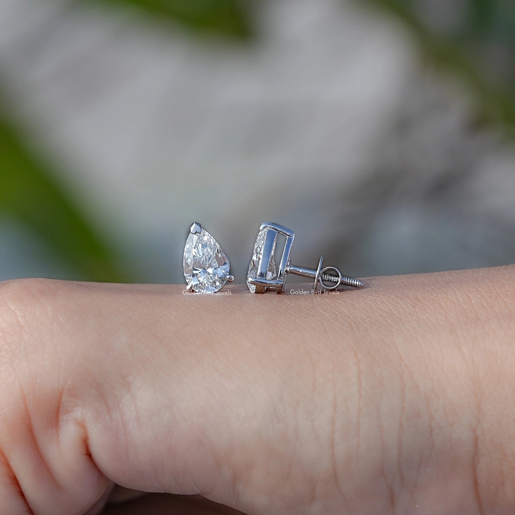 Pear Cut Lab Grown Diamond Stud Earrings