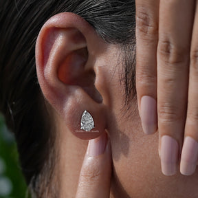 [Lab Diamond Pear Shaped Stud Earrings]-[Golden Bird Jewels]