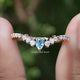 Front view of Pear Gemstone And Round Moissanite Dainty Ring	