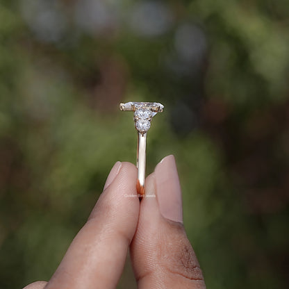 Side View of Pear Cut Lab Diamond Five Stone Ring