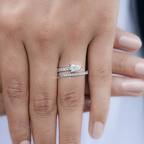 Pear And Round Cut Lab Diamond Open Cuff Band