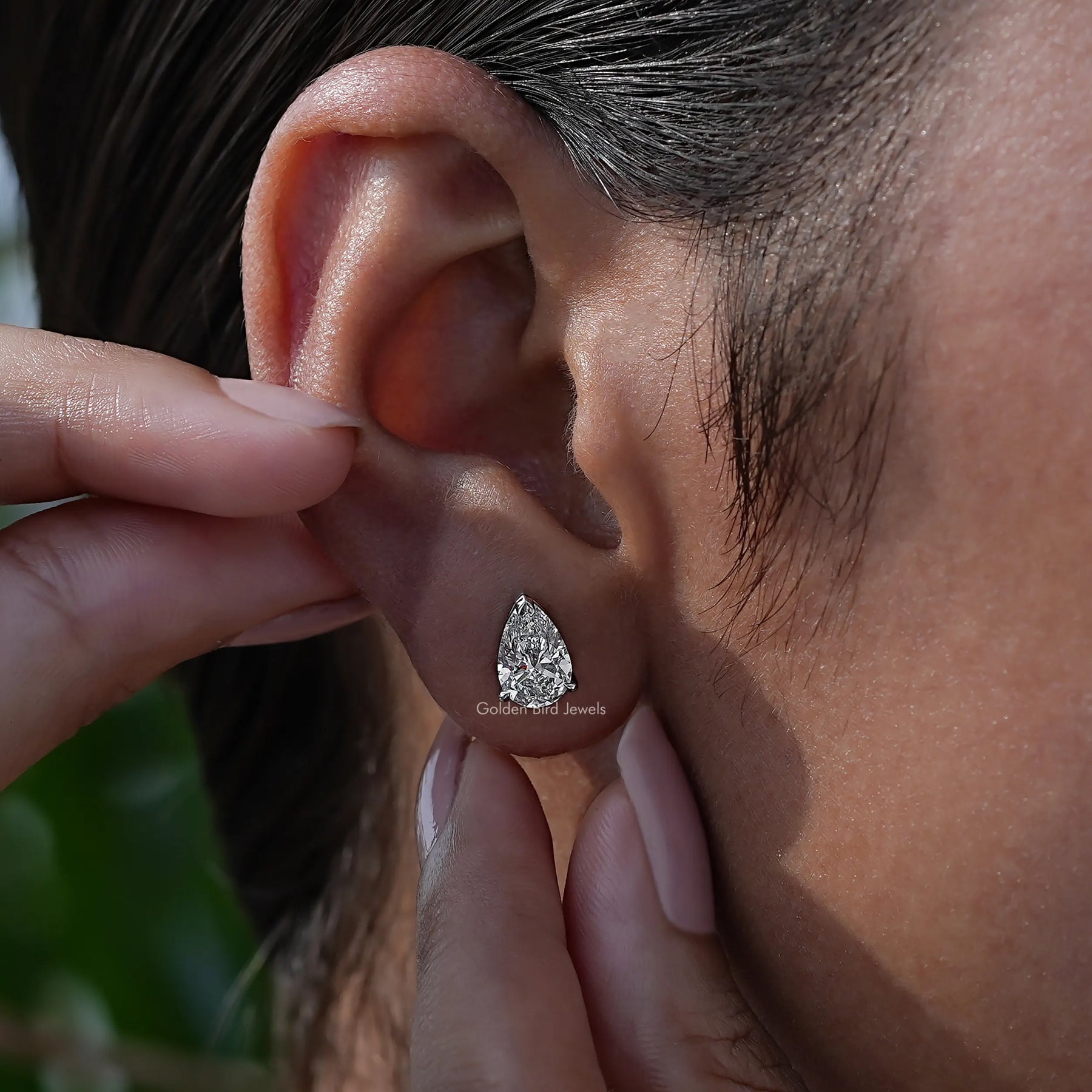 [Pear Shaped Lab Diamond Earrings]-[Golden Bird Jewels]