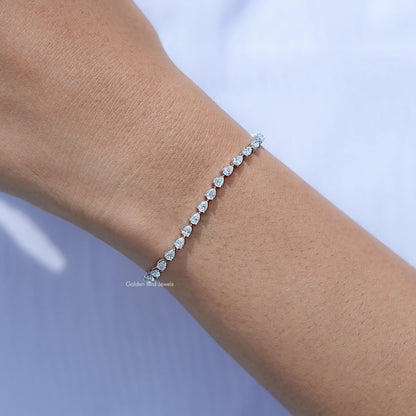Detailed View of Pear Cut Diamond Tennis Steel Bracelet
