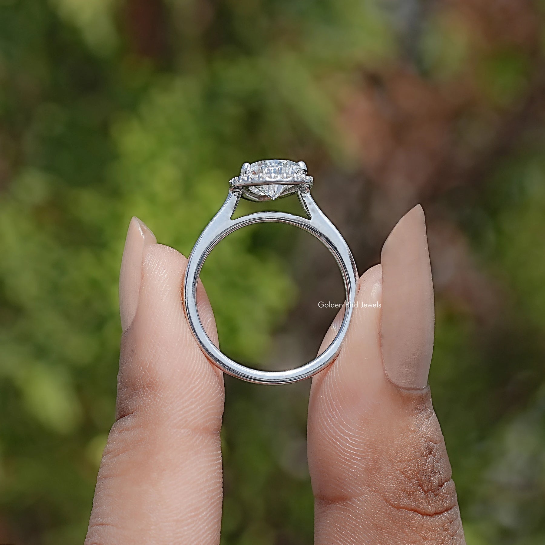 Pear Shaped Lab Diamond Halo Engagement Ring