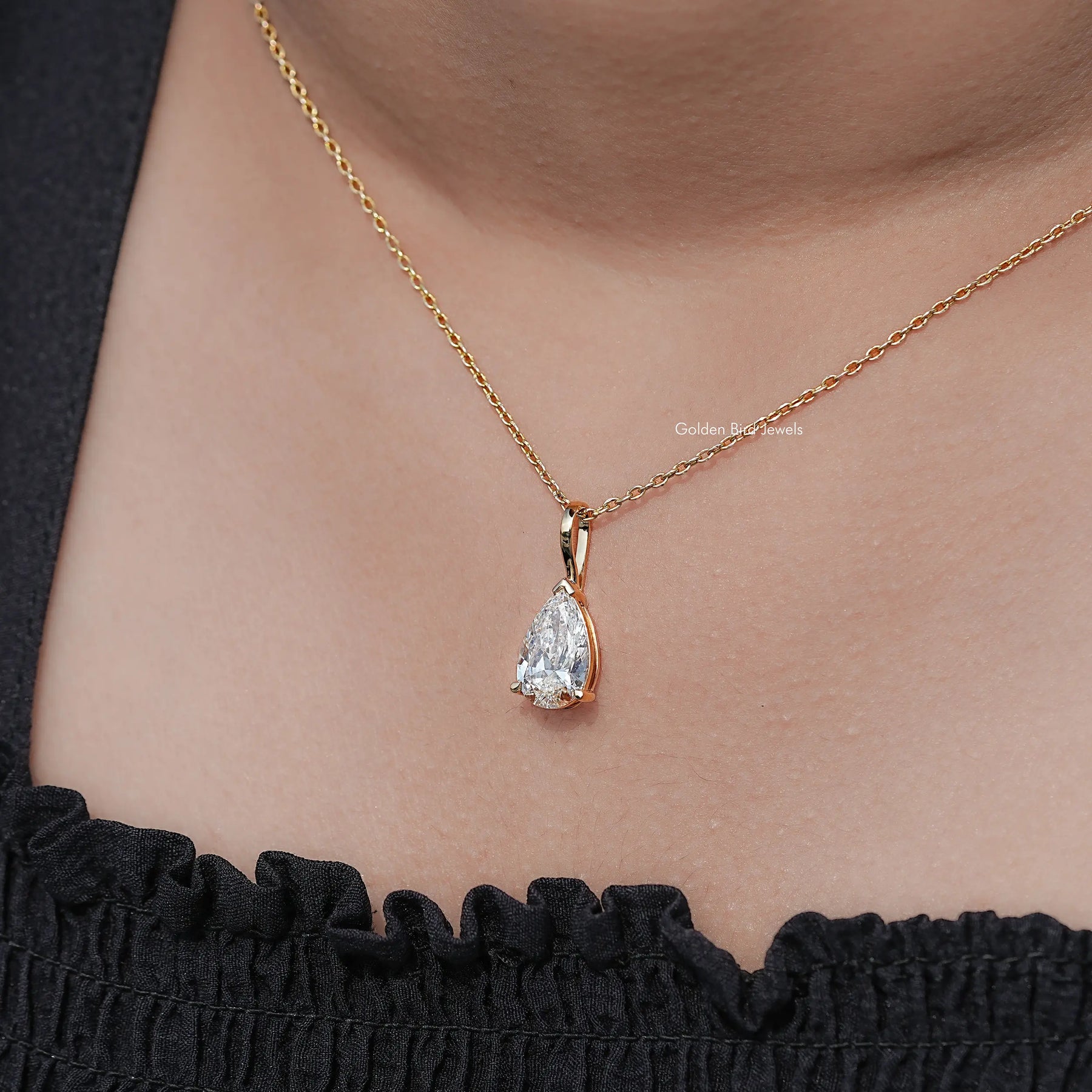Lab Diamond Pear Cut Solitaire Pendant