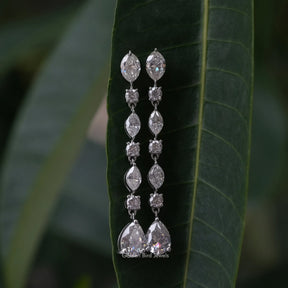 [14k White Marquise And Round Cut Earrings]-[Golden Bird Jewels]