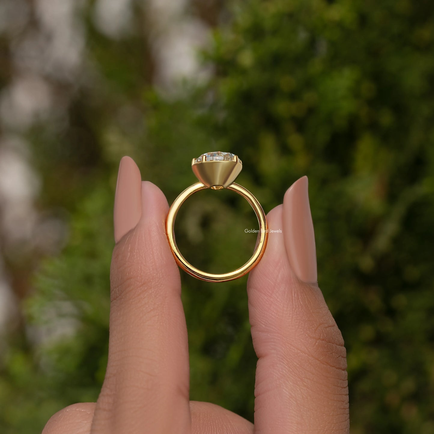Pear Old Mine Cut Moissanite Engagement Ring