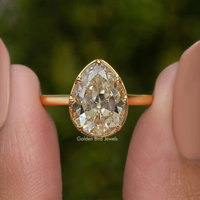 Pear Old Mine Cut Moissanite Engagement Ring