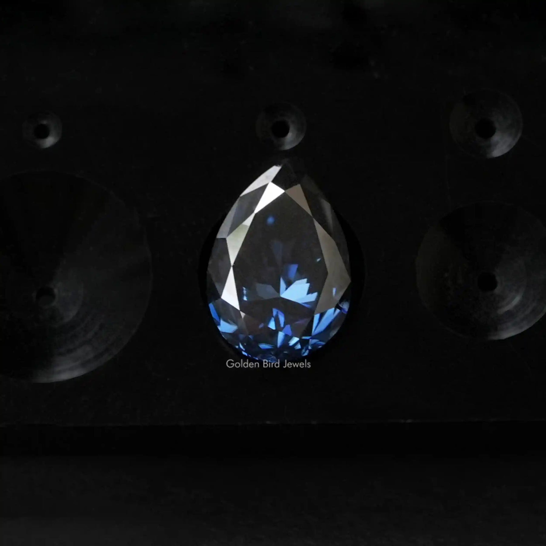 [Blue Pear Cut Loose Moissanite Stone]-[Golden Bird Jewels]