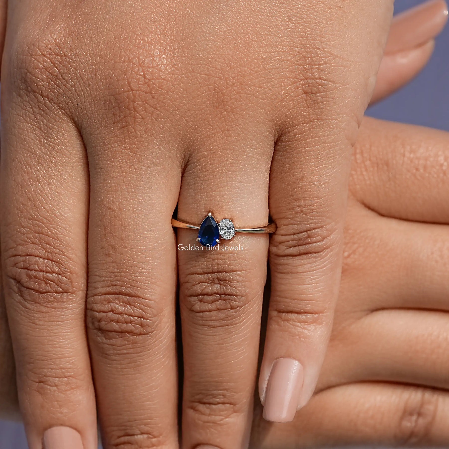 Pear Cut Blue Gemstone Toi Et Moi Ring