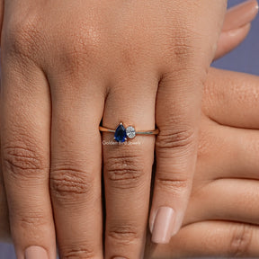 Pear Cut Blue Gemstone Toi Et Moi Ring