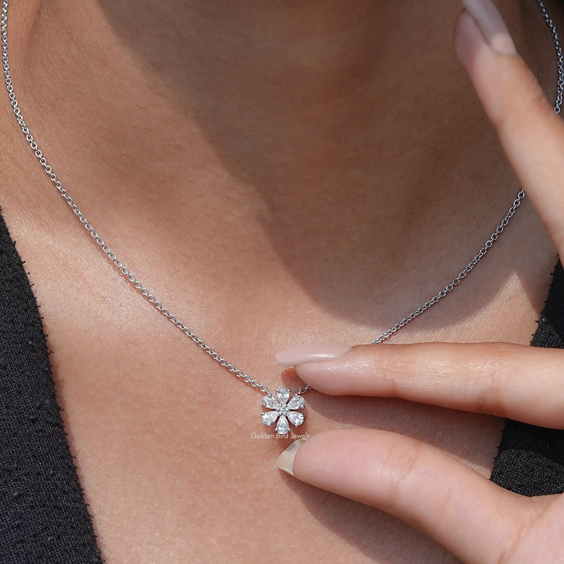 Pear Shaped Lab Diamond Flower Pendant