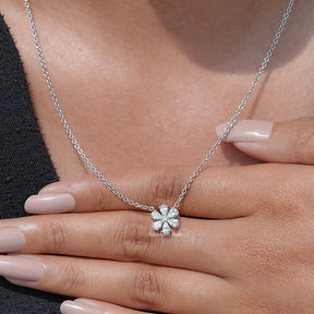 Pear Shaped Lab Diamond Flower Pendant