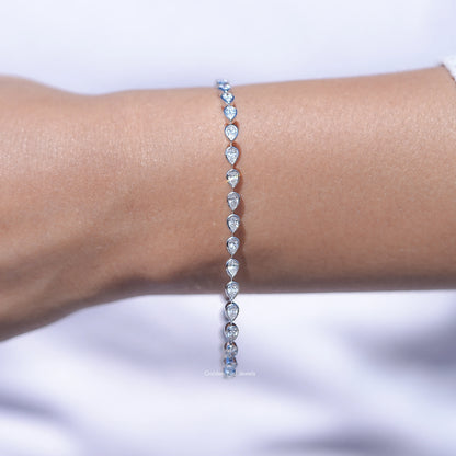 Pear Shaped Lab Diamond Bezel Set Tennis Bracelet