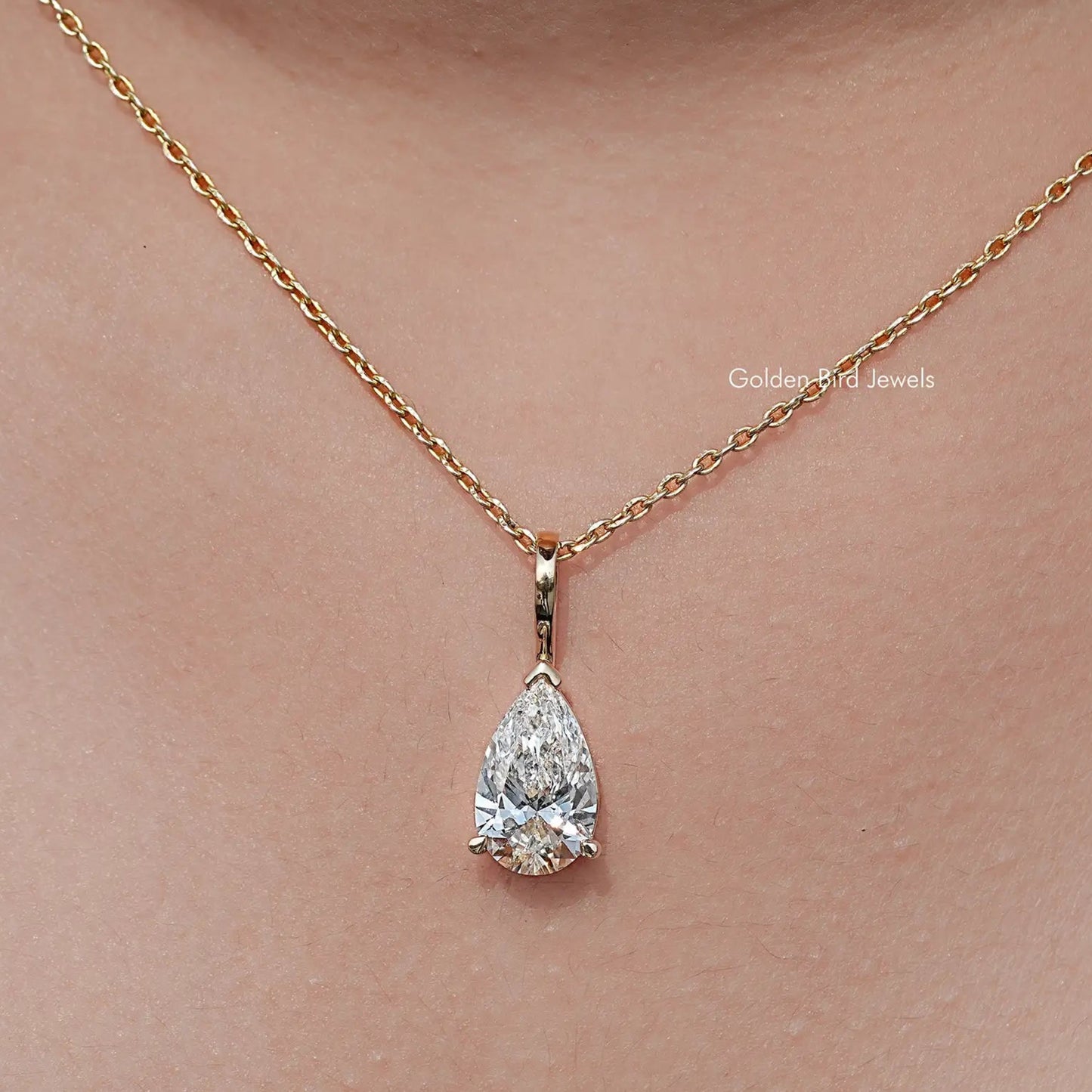 Front View of Pear Cut Lab Diamond Engagement Ring
