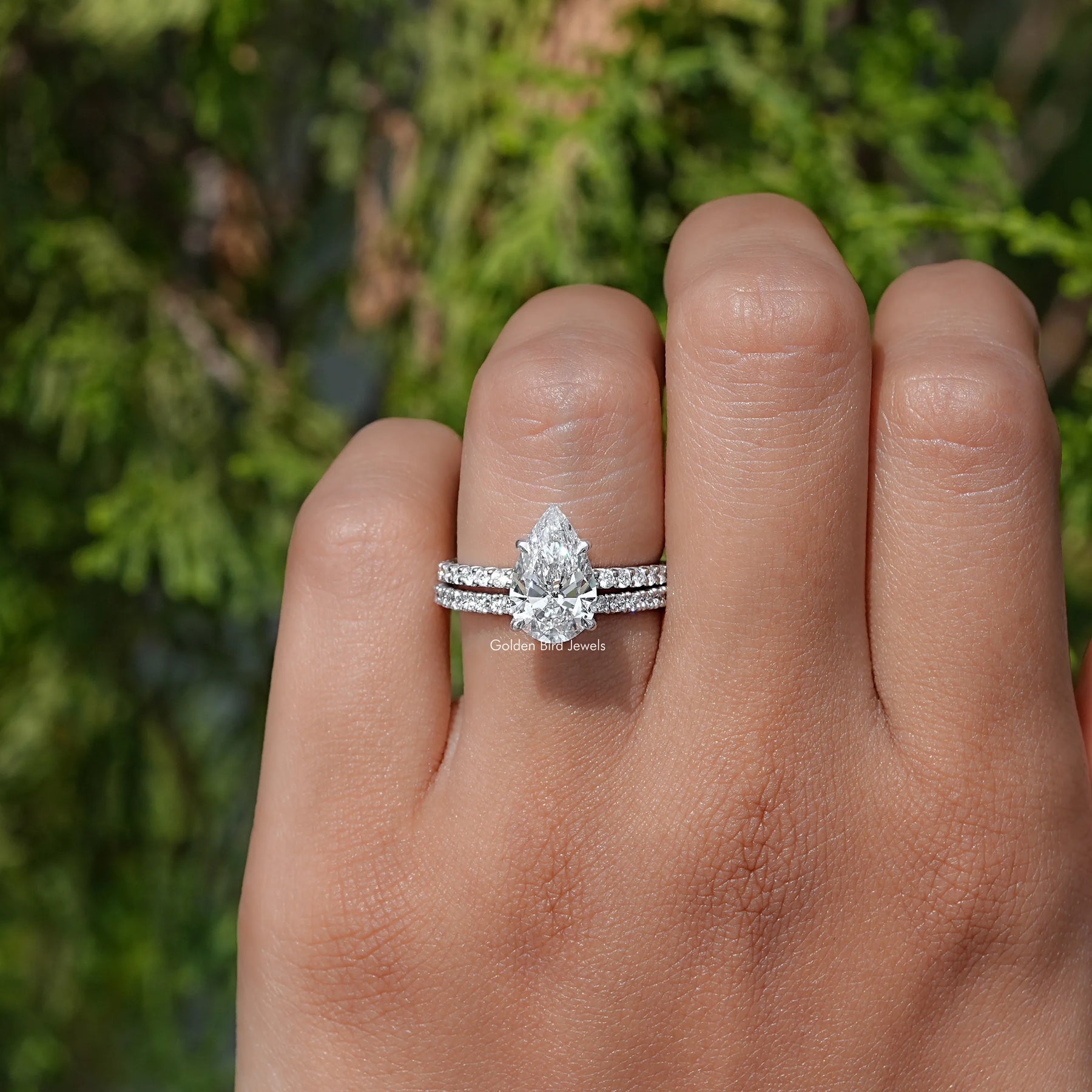 Pear Shaped Lab Grown Diamond Wedding Ring