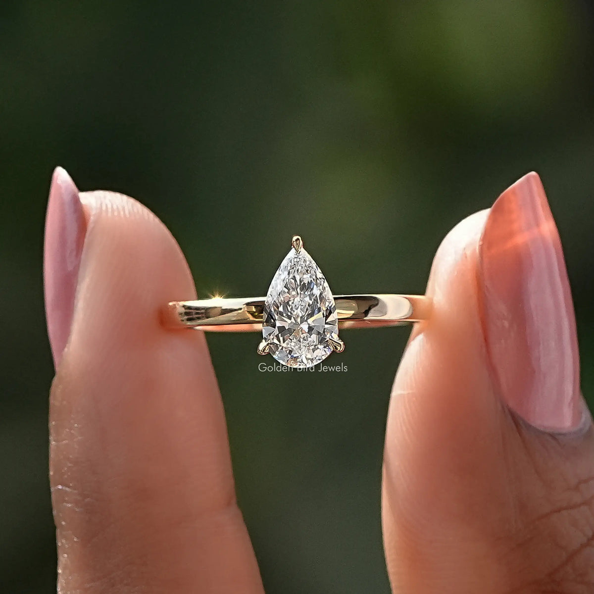 [Pear Shaped Diamond Solitaire Ring]-[Golden Bird Jewels]