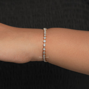 Bezel Set Pear Shaped Lab Diamond Tennis Bracelet
