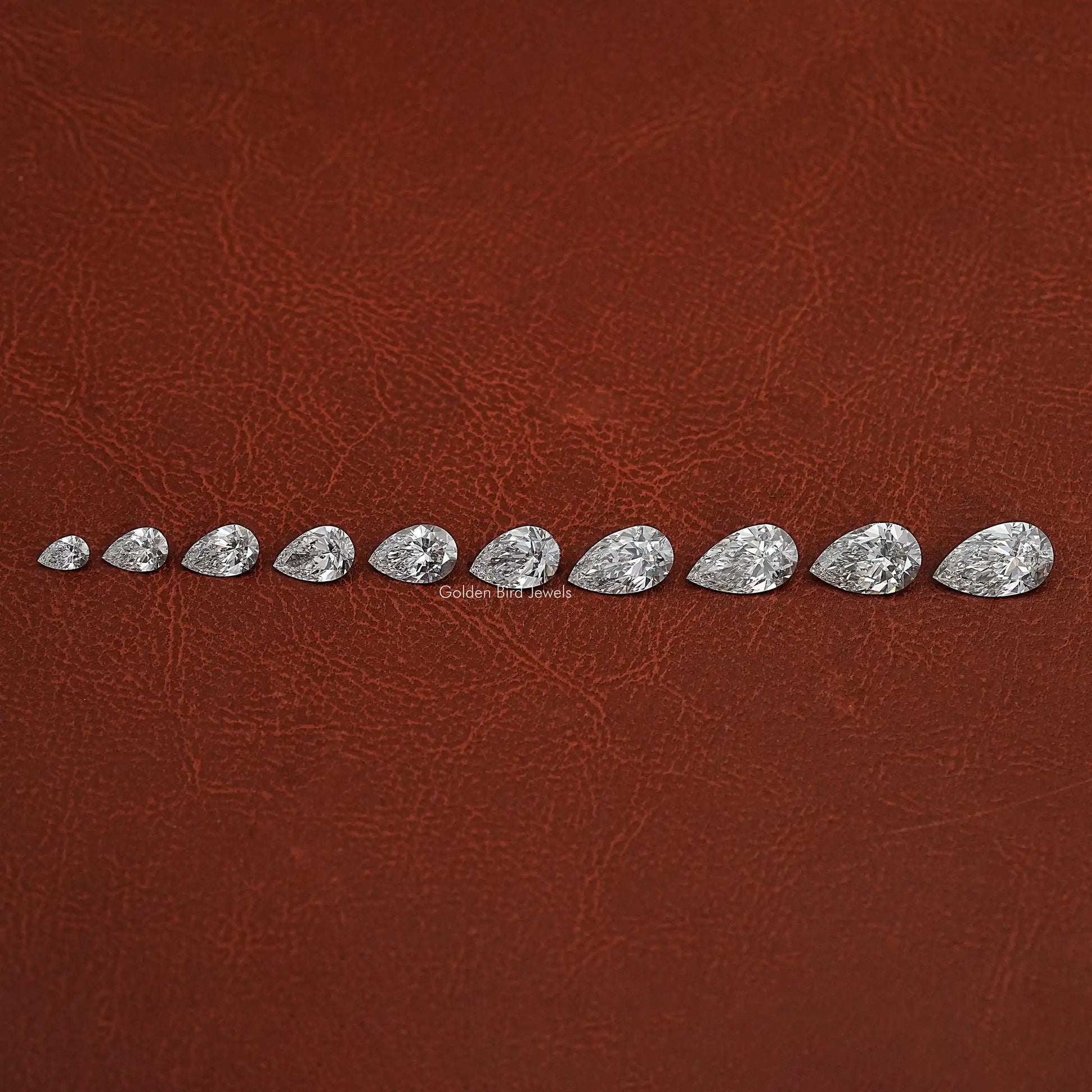 Close-Up View of Pear Cut Lab Grown Diamond In White
