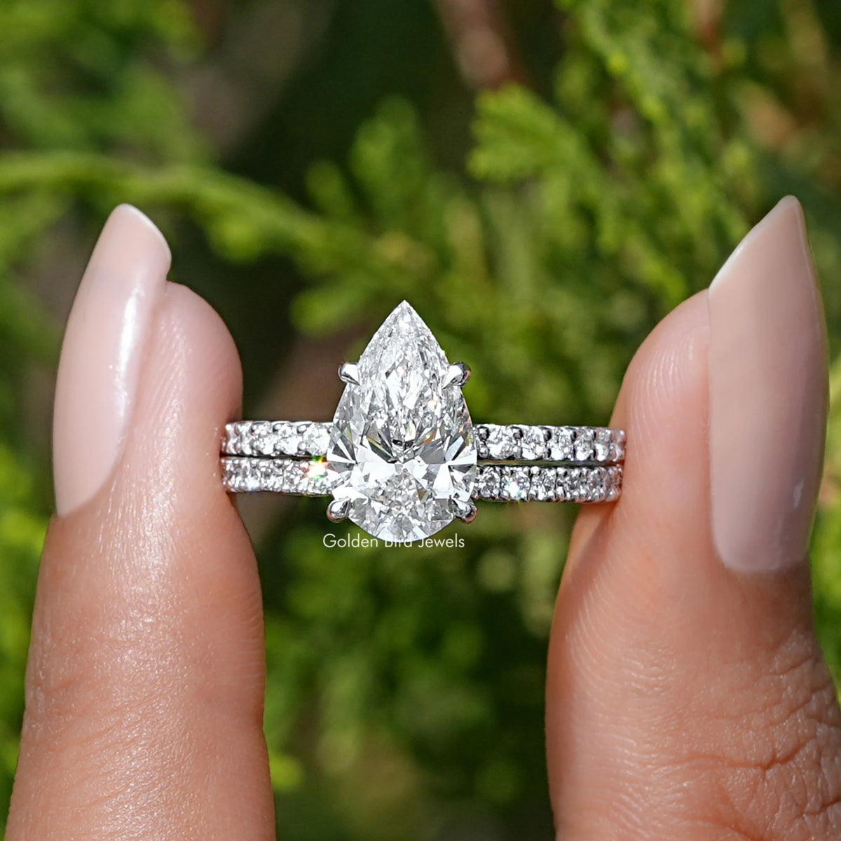 Pear Shaped Lab Grown Diamond Wedding Ring