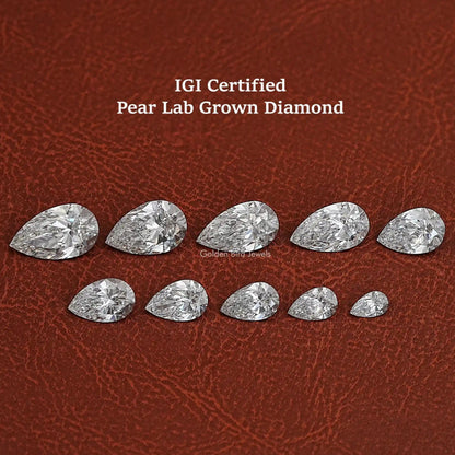 View Of Pear Shaped Lab Grown Diamond In White