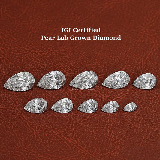 View Of Pear Shaped Lab Grown Diamond In White