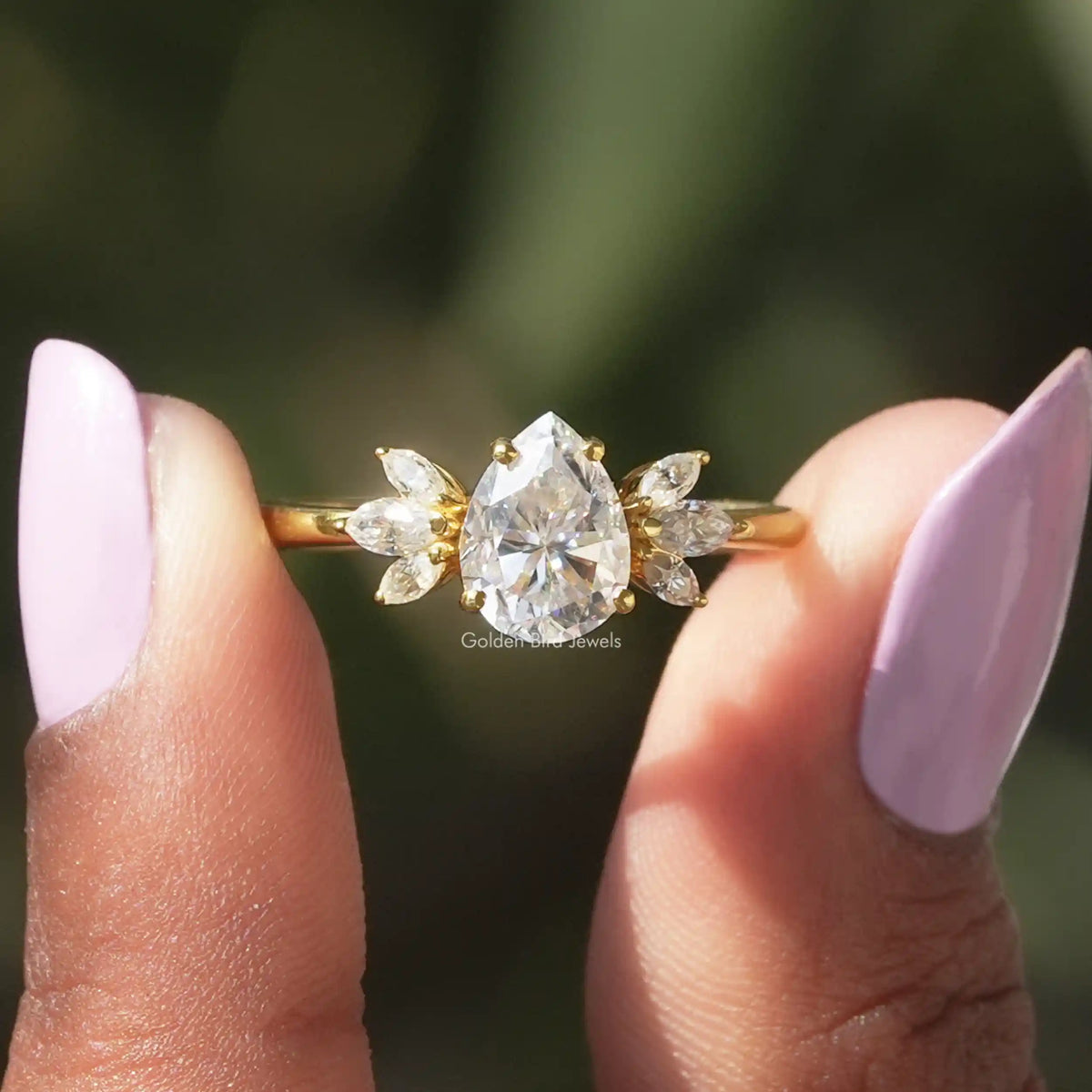 [Pear Shaped Marquise Engagement Ring]-[Golden Bird Jewels]