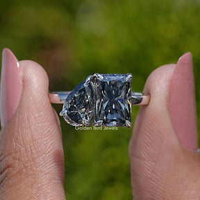 Pear and Radiant Cut Toi Et Moi Moissanite Ring