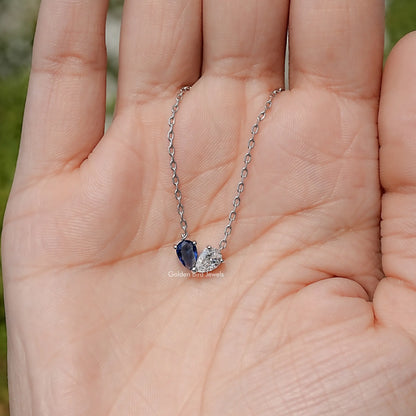 Pear Cut Moissanite Two Stone Pendant