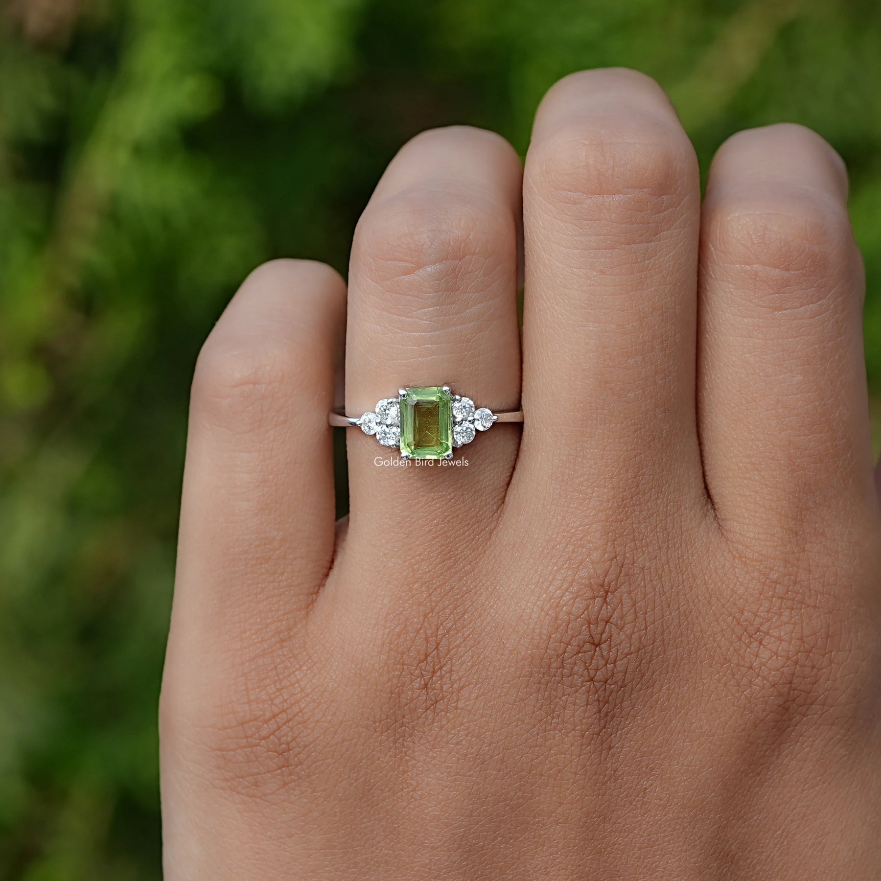 Peridot Green Emerald Gemstone Ring