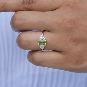 Peridot Green Emerald Gemstone Ring