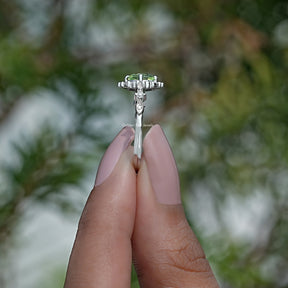 [White Gold Oval Cut Gemstone Ring]-[Golden Bird Jewels] 