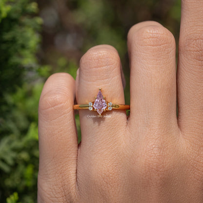 Pink Sapphire Gemstone Kite Cut Engagement Ring