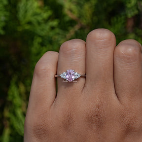 Pink Tourmaline Oval Gemstone Engagement Ring