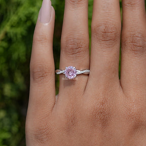 Pink Tourmaline Round Gemstone Accent Ring