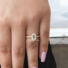 [Portrait Hexagon cut moissanite ring made of round cut stones]-[Golden Bird Jewels]