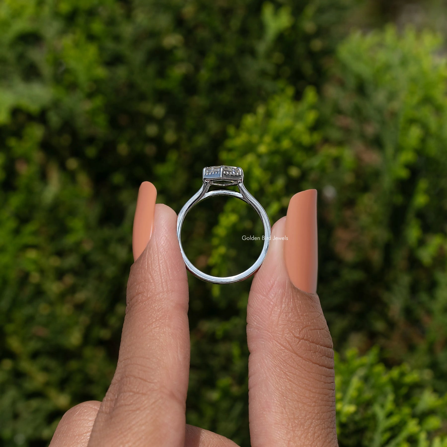 Portrait Cut Hexagon Moissanite Engagement Ring